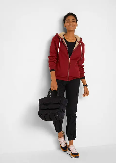Felpa con zip e fodera teddy, bonprix
