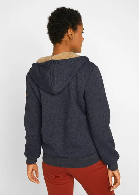 Felpa con zip e fodera teddy, bonprix