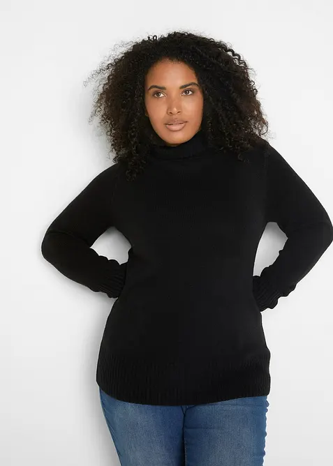 Maglione basic a collo alto in filato fine, bonprix