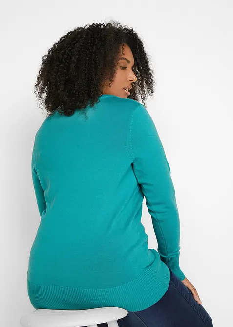 Maglione in filato fine con scollo a V, bonprix