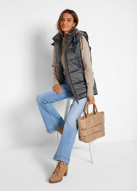 Gilet trapuntato con cappuccio rimovibile, bonprix