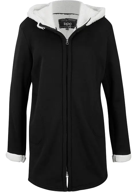 Felpa con zip e  cappuccio in pile teddy, bonprix