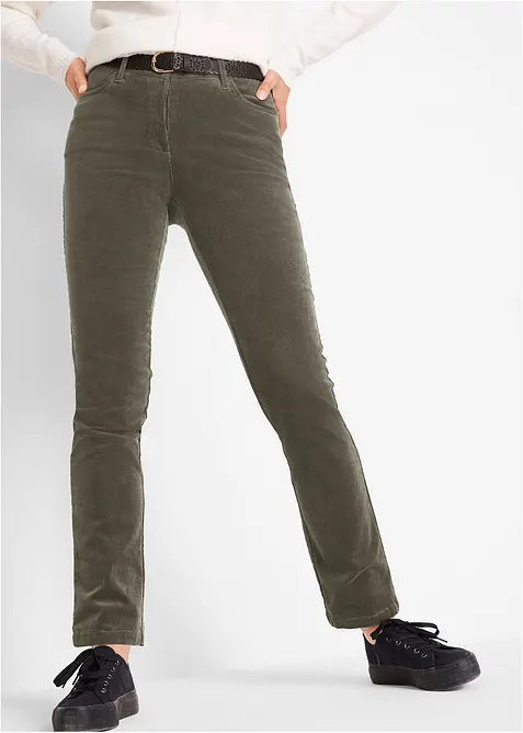 Pantaloni in velluto di misto cotone elasticizzato, bonprix