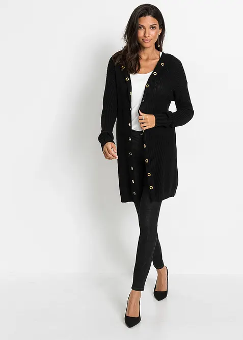Cardigan lungo con cappuccio, bonprix