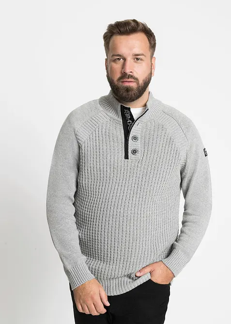 Maglione operato a collo alto con cotone riciclato, bonprix