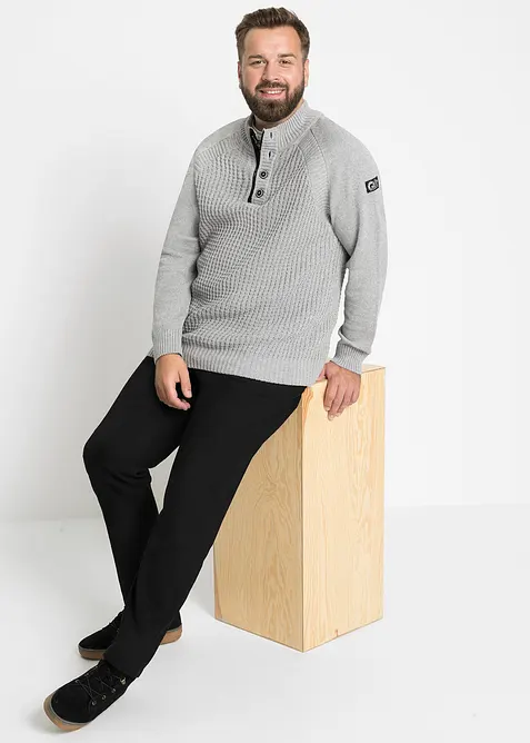 Maglione operato a collo alto con cotone riciclato, bonprix