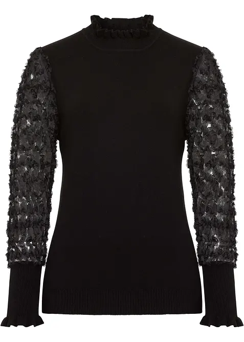 Maglione a collo alto in misto viscosa morbido, bonprix