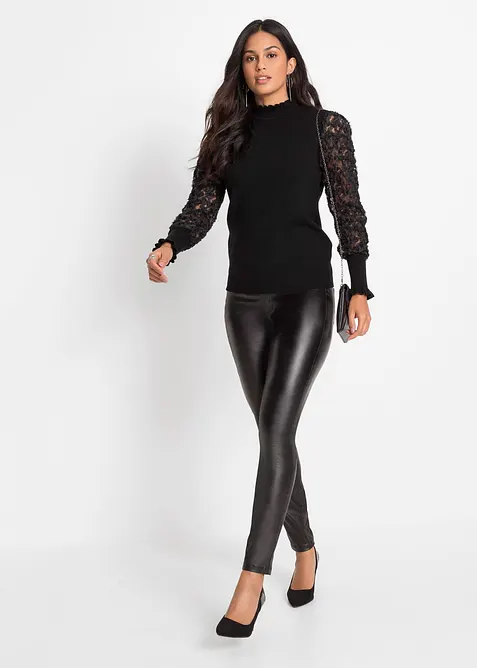 Maglione a collo alto in misto viscosa morbido, bonprix