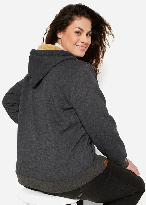Felpa con zip e fodera teddy, bonprix