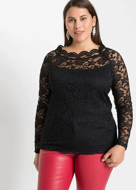 Maglia in pizzo a maniche lunghe, bonprix