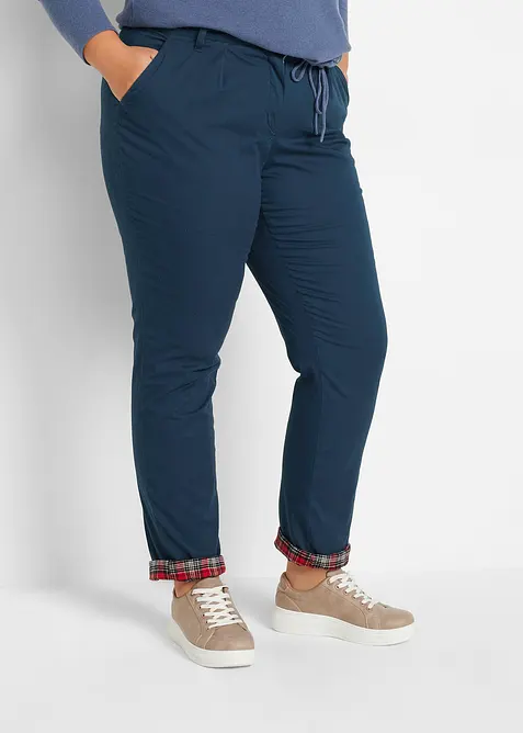 Pantaloni termici chino con fodera a quadri, bonprix