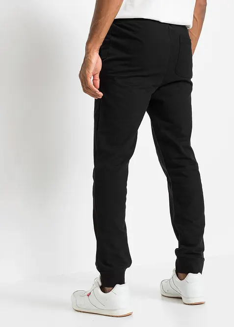 Pantaloni da jogging con dettagli a contrasto in puro cotone, bonprix