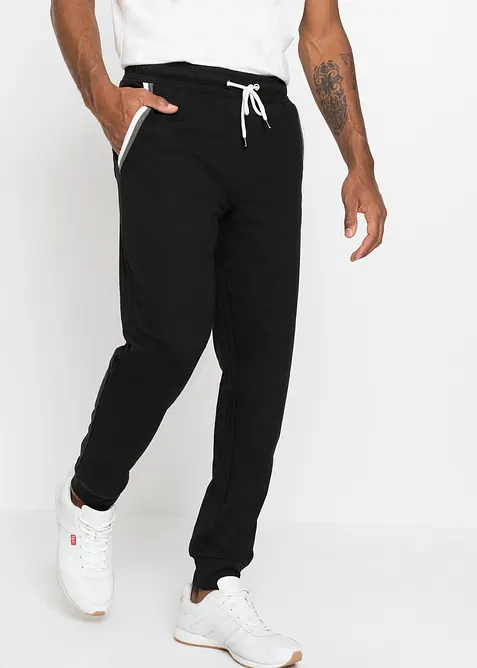 Pantaloni da jogging con dettagli a contrasto in puro cotone, bonprix