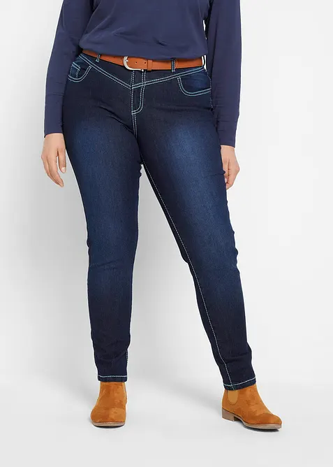 Jeans skinny con cuciture a contrasto,  vita media, bonprix