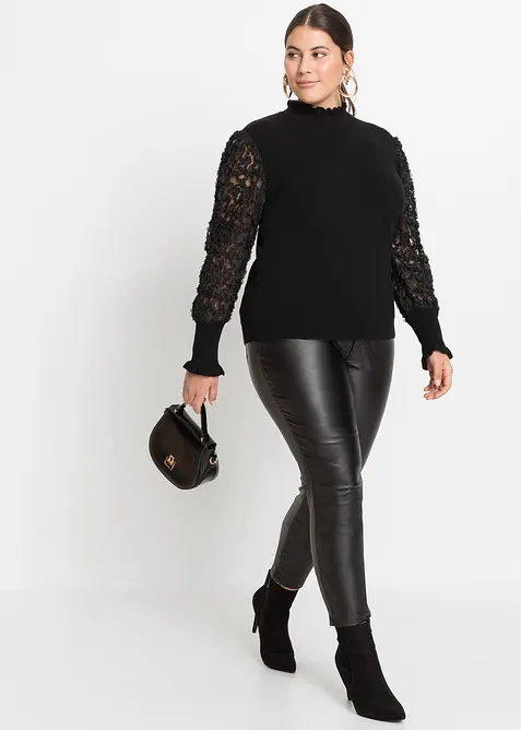 Maglione a collo alto in misto viscosa morbido, bonprix