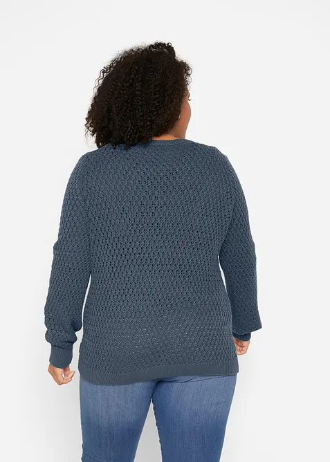 Maglione in maglia operata di misto cotone, bonprix