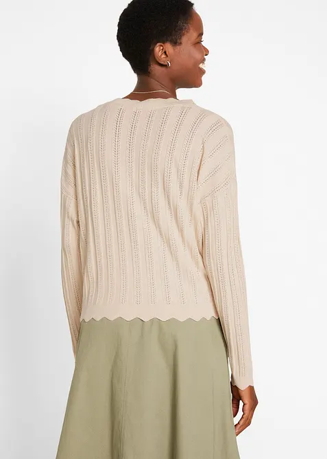 Cardigan cropped traforato, bonprix