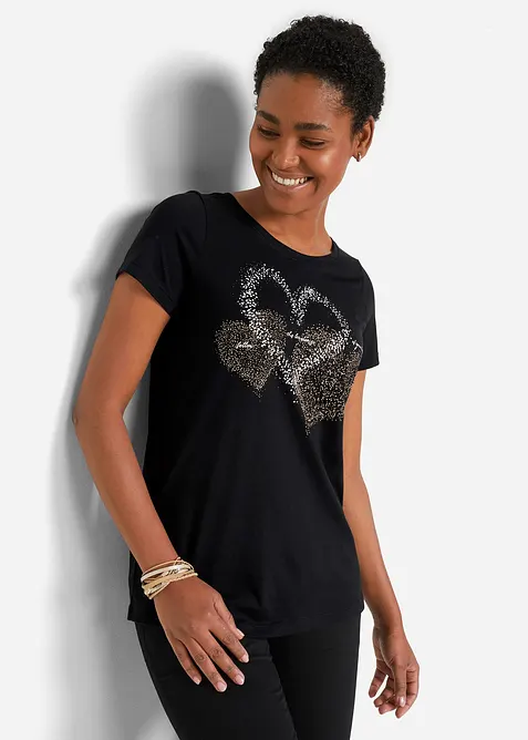 T-shirt in cotone biologico con cuore, bonprix