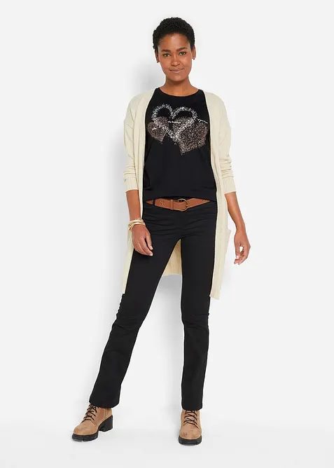 T-shirt in cotone biologico con cuore, bonprix