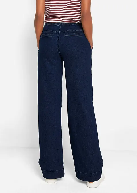 Jeans elasticizzati wide leg, vita media, bonprix
