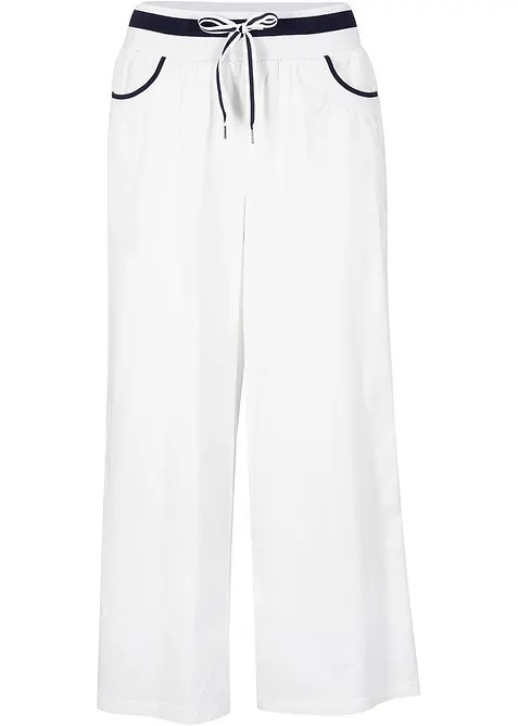 Pantaloni culotte in popeline di cotone con cinta comoda, bonprix