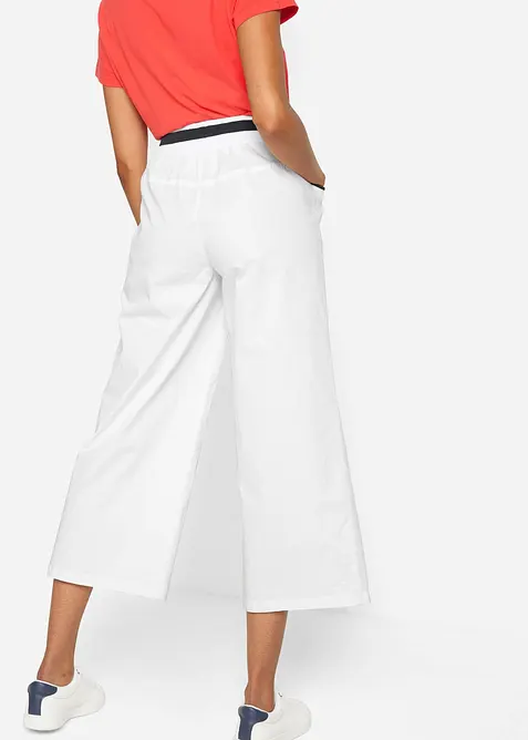 Pantaloni culotte in popeline di cotone con cinta comoda, bonprix