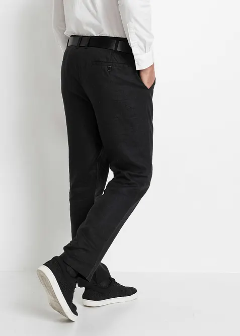Pantaloni chino in misto lino regular fit, straight, bonprix