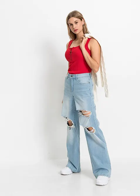 Top a costine in puro cotone, bonprix