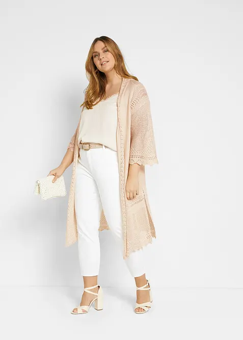 Cardigan lungo traforato, bonprix