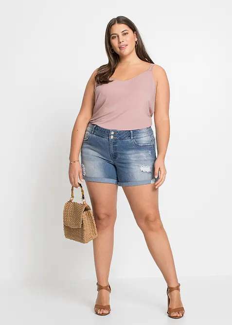 Shorts di jeans, vita media, bonprix