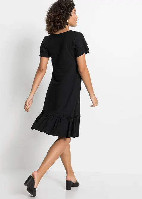 Abito di jersey con balza in misto viscosa, bonprix