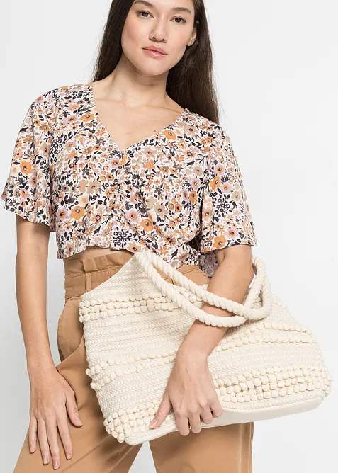 Borsa shopper in cotone dall&rsquo;effetto strutturato, bonprix