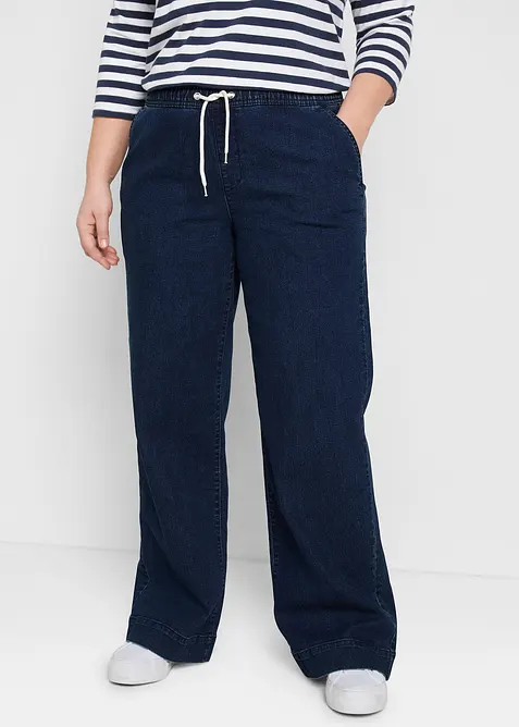 Jeans elasticizzati wide leg, vita media, bonprix