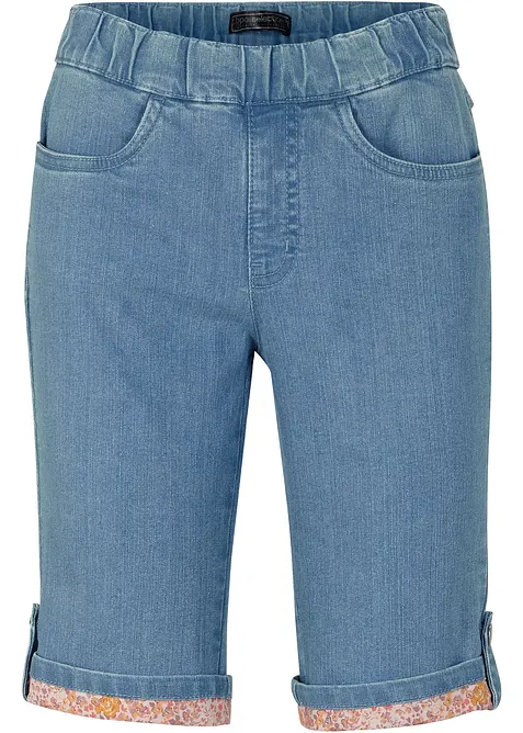 Bermuda in jeans con risvolto colorato, bonprix