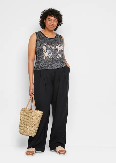 Pantaloni a palazzo in misto lino e viscosa leggero, bonprix