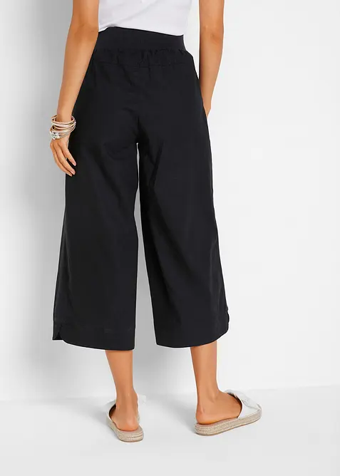 Pantaloni cropped in misto lino e cotone, bonprix