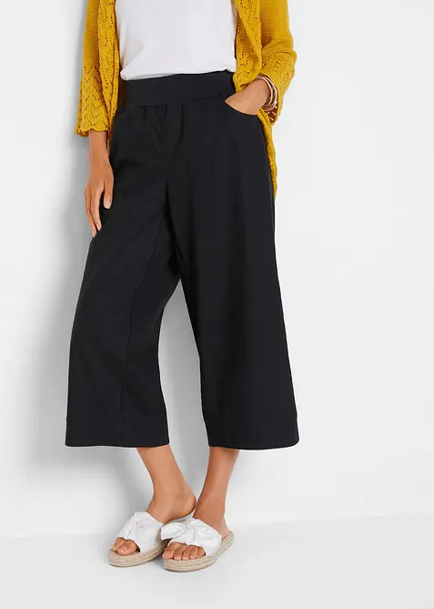 Pantaloni cropped in misto lino e cotone, bonprix