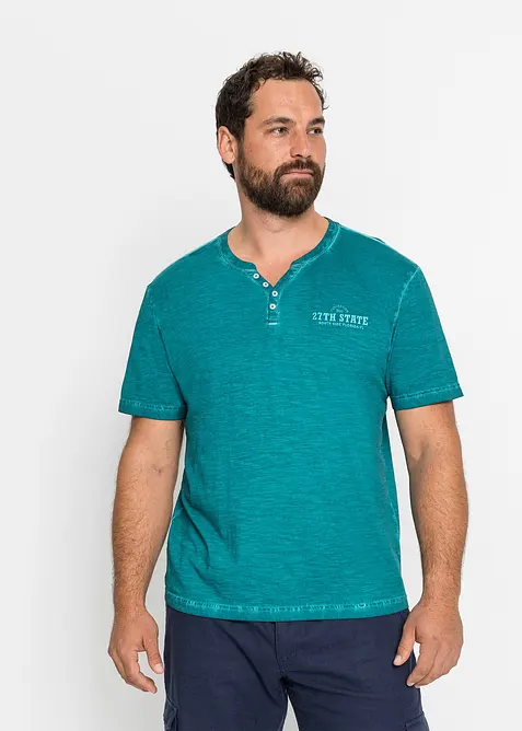 Maglia serafino a maniche corte in puro cotone effetto lavato, bonprix