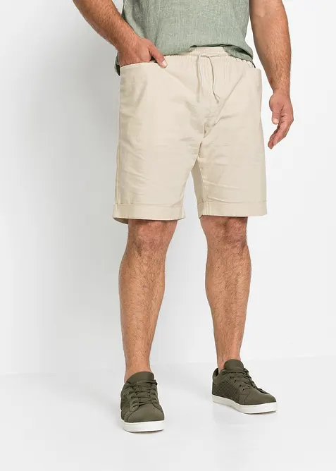 Bermuda con elastico in vita in misto lino, regular fit, bonprix