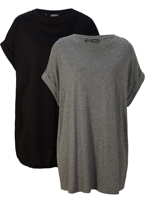 Maglia lunga in puro cotone biologico (pacco da 2), bonprix