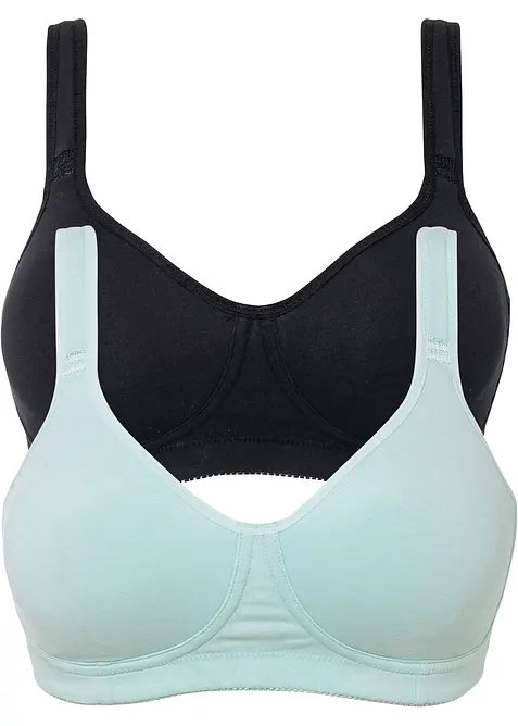 Reggiseno t-shirt senza ferretto con cotone (pacco da 2), bonprix