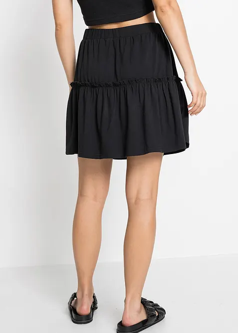 Gonna con balza in jersey di misto viscosa, bonprix