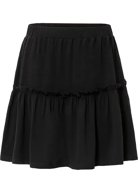 Gonna con balza in jersey di misto viscosa, bonprix