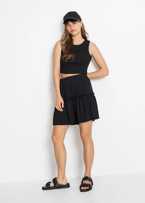 Gonna con balza in jersey di misto viscosa, bonprix