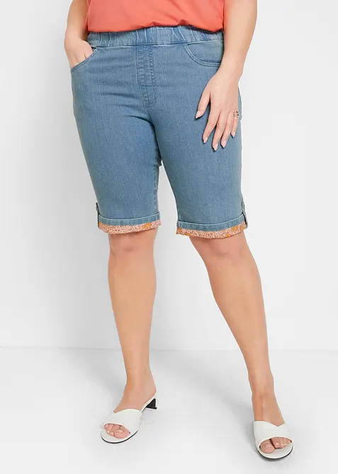Bermuda in jeans con risvolto colorato, bonprix