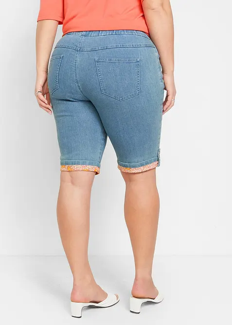 Bermuda in jeans con risvolto colorato, bonprix