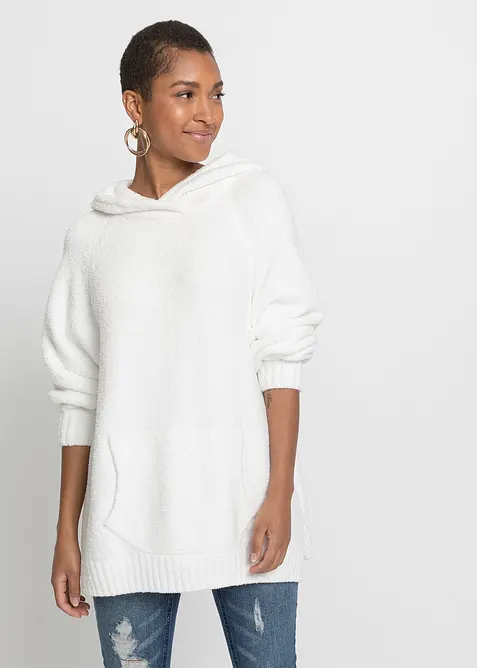 Maglione in pile teddy con cappuccio, bonprix