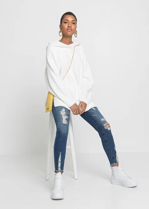 Maglione in pile teddy con cappuccio, bonprix