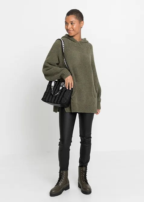 Maglione in pile teddy con cappuccio, bonprix