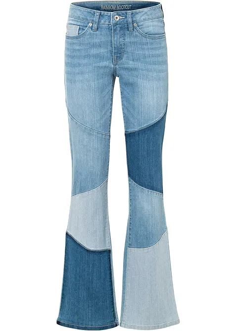 Jeans a zampa, vita media, bonprix